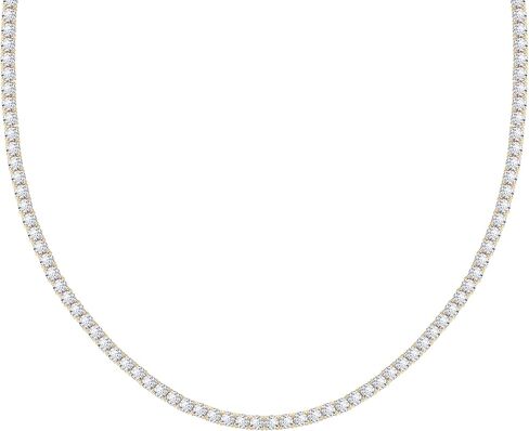 DIAMONBLISS قلادة تنس مطلية بالذهب أو الروديوم عيار 14 قيراط | قلادة كلاسيكية للنساء والرجال | 3 مللي متر-5 مللي متر قطع مستديرة مكعب زركونيا تشيكوسلوفاكيا الماس مقلد in Kuwait