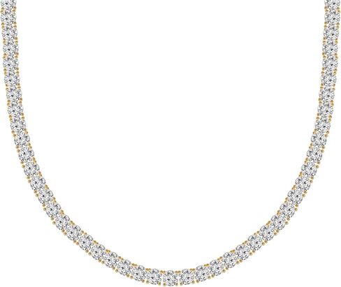 DIAMONBLISS قلادة تنس مطلية بالذهب أو الروديوم عيار 14 قيراط | قلادة كلاسيكية للنساء والرجال | 3 مللي متر-5 مللي متر قطع مستديرة مكعب زركونيا تشيكوسلوفاكيا الماس مقلد in Kuwait