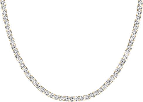 DIAMONBLISS قلادة تنس مطلية بالذهب أو الروديوم عيار 14 قيراط | قلادة كلاسيكية للنساء والرجال | 3 مللي متر-5 مللي متر قطع مستديرة مكعب زركونيا تشيكوسلوفاكيا الماس مقلد in Kuwait