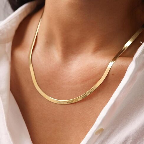 Gold Chain Necklace for Women, 14K Gold Plated 925 Sterling Silver Clasp Dainty Choker Necklace 14/16/18/20 inch Thin Simple Box Figaro Chain Herringbone Necklace Gold Jewelry for Women in Saudi Arabia