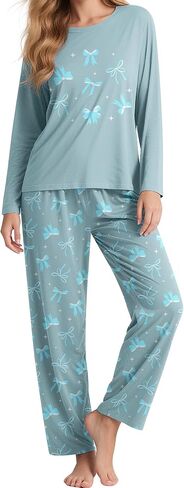 بيجامة للنساء مجموعة لطيف Pjs 2 قطعة صالة مجموعات لينة طويلة الأكمام عادية Crewneck ملابس خاصة S-XL in Saudi Arabia