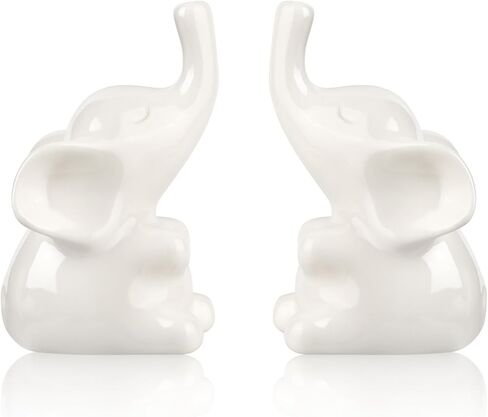Loving Pair Ceramic White Elephant Figurines Set, Small Elephant Statue for Shelf Desk Home Decor, Gift for Women,Anniversary,Valentine's Day in Saudi Arabia