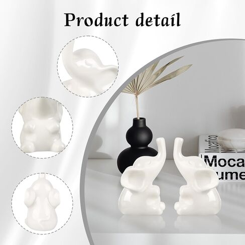Loving Pair Ceramic White Elephant Figurines Set, Small Elephant Statue for Shelf Desk Home Decor, Gift for Women,Anniversary,Valentine's Day in Saudi Arabia