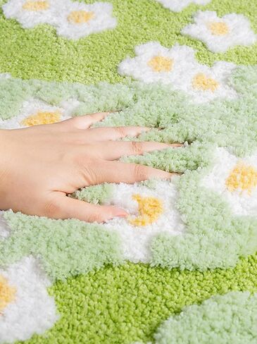 Round Rug, Soft Green Moss Rug Flowers Grass Shag Area Rug Cute Non Slip Washable High Traffic Rugs for Nursery Kids Room Dorm Bedroom Living Room Entryway (3x3 Feet) in Saudi Arabia