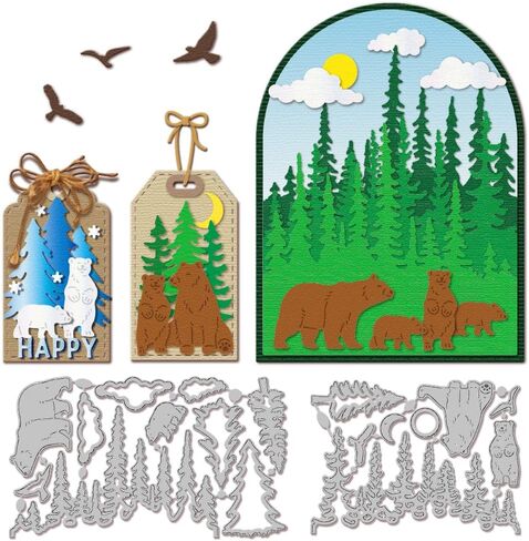 GLOBLELAND 2 Sets Gnomes Tree House Cutting Dies for Card Making Forest Dwarf Carbon Steel Embossing Stencils Template for Decorative Embossing Paper Card DIY Scrapbooking Album Craft in Saudi Arabia