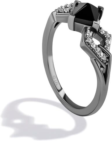 Jewelili Star Wars™ Fine Jewelry DARK ARMOR خاتم نسائي 1/10 قيراط TW. الماس والعقيق الأسود باللون الفضي والروديوم الأسود in Saudi Arabia