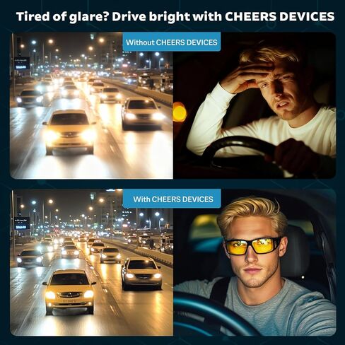 نظارات القيادة الليلية للرجال من شركة تشيرز ديفيسيس، نظارات رؤية ليلية مستقطبة مضادة للوهج، تقلل الوهج in Kuwait