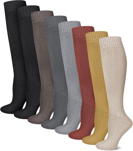 Shihanee 8 Pairs Warm Winter Knee High Socks for Women Boot Thick Socks for Cold Weather Hiking Skiing Working Winter Gifts in Saudi Arabia