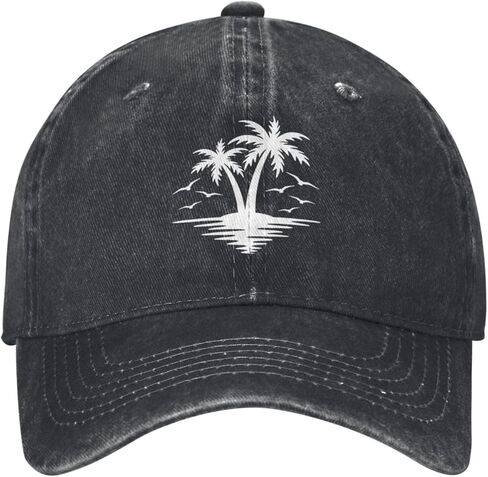 Palm Tree Dad Hat Black - Adjustable Vintage Washed Cotton Breathable Baseball Cap for Men Women in Saudi Arabia