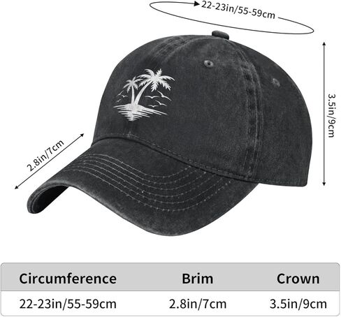 Palm Tree Dad Hat Black - Adjustable Vintage Washed Cotton Breathable Baseball Cap for Men Women in Saudi Arabia