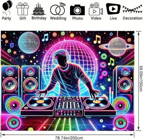 BlissYard Blacklight نسيج DJing ضوء أسود معلق خلفية موسيقى DJ يتوهج في الظلام ملصق هيبي جدار الأشعة فوق البنفسجية نسيج لغرفة النوم الديكور غرفة المعيشة العمل الفني غرفة المنزل ديكور خلفية الحفلات in Kuwait