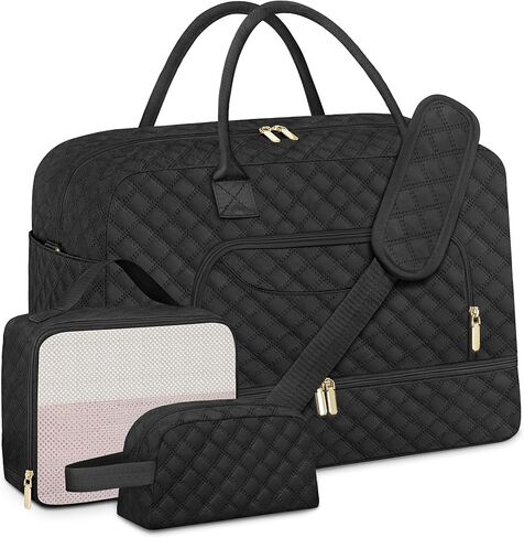 3 حزمة سفر حقيبة داكز ، أكياس عطلة نهاية الأسبوع للنساء مع مقصورة الأحذية ، ومساحة البلاط الكبيرة ، البند الشخصي ، تحمل أكياس مع جيب مبل in Kuwait