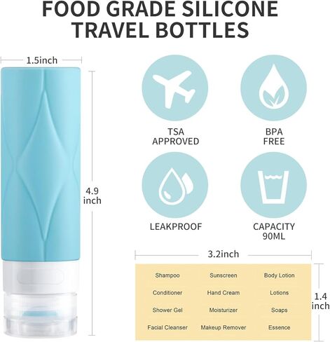 4 Pack Travel Bottles,Leak Proof TSA Approved Travel Size Containers (60ML 5PACK) in Saudi Arabia