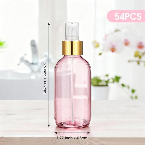54 Pack 4 oz Small Glass Spray Bottles, Pink Refillable Fine Mist Bottles for Essential Oils, Cleaning Solutions, Perfume, Travel Size Liquid Containers in Kuwait