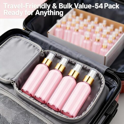 54 Pack 4 oz Small Glass Spray Bottles, Pink Refillable Fine Mist Bottles for Essential Oils, Cleaning Solutions, Perfume, Travel Size Liquid Containers in Kuwait