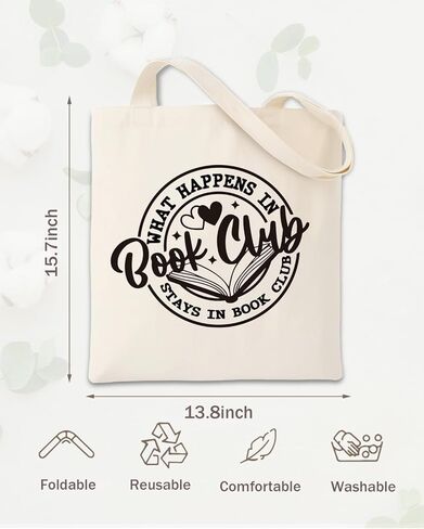 Book Lovers Tote Bag, Book Club Totes, Aesthetic Shopping Grocery Reusable Tote Bag for Reading Accessories, Librarian, Bookish, Readers, Teacher, Library Present in Saudi Arabia