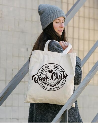 Book Lovers Tote Bag, Book Club Totes, Aesthetic Shopping Grocery Reusable Tote Bag for Reading Accessories, Librarian, Bookish, Readers, Teacher, Library Present in Saudi Arabia