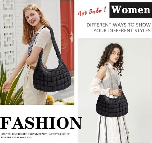 Quilted Tote Bag, Large Carryall Shoulder Hobo Bag, Lightweight Puffer Design in Saudi Arabia