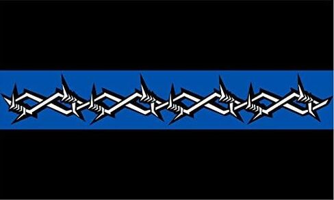Evan Decals Thin Blue Line Barb Wire window Decal Vinyl Sticker 3" in Saudi Arabia