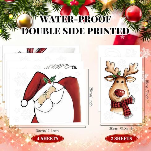 Whaline Large Christmas Window Clings Gnome Santa Snowman Reindeer Xmas Tree Window Decals Double-Sided Windows Stickers for Winter Home Classroom Office Party Decoration, 6 Sheets in Saudi Arabia