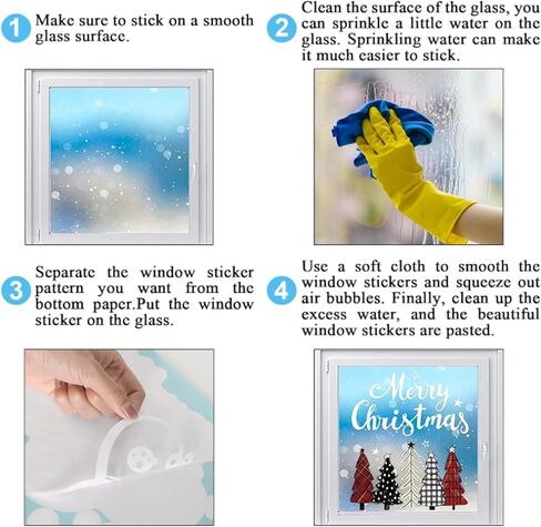 Whaline Large Christmas Window Clings Gnome Santa Snowman Reindeer Xmas Tree Window Decals Double-Sided Windows Stickers for Winter Home Classroom Office Party Decoration, 6 Sheets in Saudi Arabia