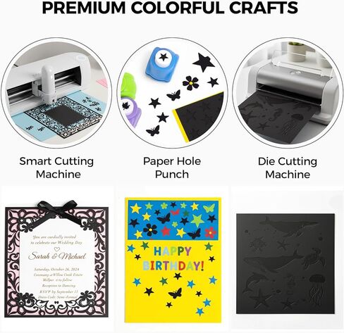 Koogel 100 Sheets Black Cardstock, 12 x 12 Inch Black Construction Paper, for Crafts Printer Invitations, 230GSM in Saudi Arabia