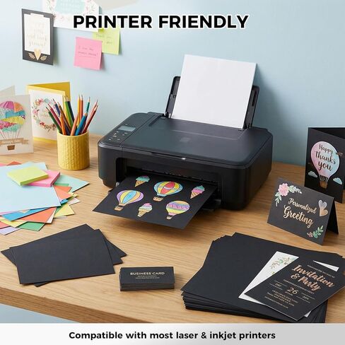 Koogel 100 Sheets Black Cardstock, 12 x 12 Inch Black Construction Paper, for Crafts Printer Invitations, 230GSM in Saudi Arabia