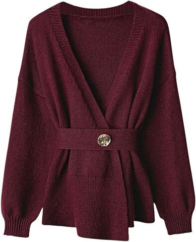 Verdusa Women's Tie Belted Wrap Cardigan Sweaters Old Money Knit Outerwear Fall Clothes in Saudi Arabia