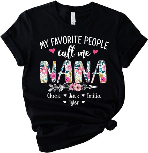 Personalized Grandma Shirt, Custom Mom Nana Mimi Gigi with Kids Name, Gift for Birthday Christmas Valentine Mother's Day in Saudi Arabia