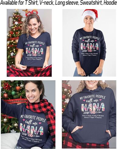 Personalized Grandma Shirt, Custom Mom Nana Mimi Gigi with Kids Name, Gift for Birthday Christmas Valentine Mother's Day in Saudi Arabia