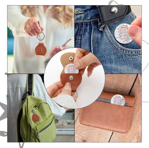 Pocket Hug Token for Daughter from Mother Father, To My Daughter Leather Keychain Double Sided Keepsake Inspirational Gift in Saudi Arabia