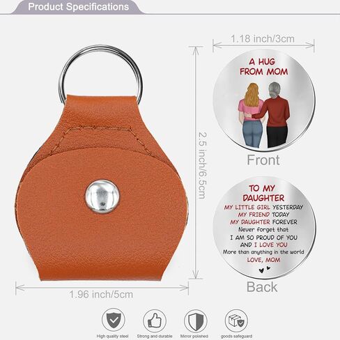 Pocket Hug Token for Daughter from Mother Father, To My Daughter Leather Keychain Double Sided Keepsake Inspirational Gift in Saudi Arabia