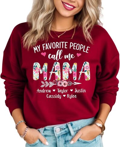 Personalized Grandma Shirt, Custom Mom Nana Mimi Gigi with Kids Name, Gift for Birthday Christmas Valentine Mother's Day in Saudi Arabia