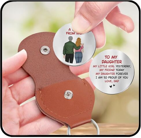 Pocket Hug Token for Daughter from Mother Father, To My Daughter Leather Keychain Double Sided Keepsake Inspirational Gift in Saudi Arabia