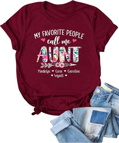 Personalized Grandma Shirt, Custom Mom Nana Mimi Gigi with Kids Name, Gift for Birthday Christmas Valentine Mother's Day in Saudi Arabia