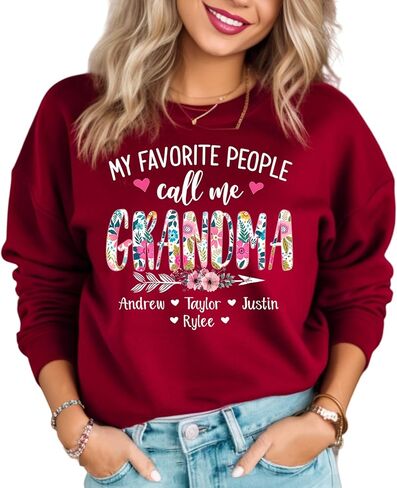 Personalized Grandma Shirt, Custom Mom Nana Mimi Gigi with Kids Name, Gift for Birthday Christmas Valentine Mother's Day in Saudi Arabia