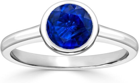 خاتم خطوبة سوليتير من أحجار كريمة ياقوت أزرق وبلاتينيوم مستدير من Diamond Wish (1/4-1 قيراط) مقاس 4-9 in Saudi Arabia
