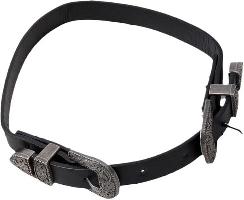 Exaggerated PU Leather Choker Necklace for Women - Retro Punk Gothic Jewelry with Buckle, Soft Black Collar for Biker, Cowgirl Style, Bride of Chucky Costume, Gothic Jewelry Gift in Saudi Arabia