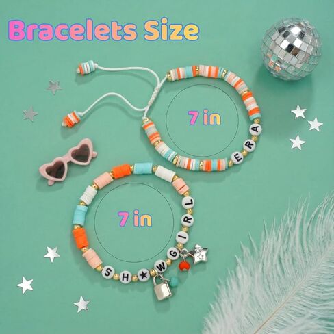 Orange–Green Beaded Bracelet Set for Friends, Family, with Letter Beads & Charms – Trendy Inspired Jewelry Gift, Perfect for Fans & Music Lovers, Christmas Halloween Holiday Birthday Gifts in Saudi Arabia