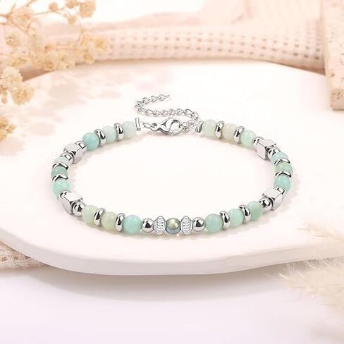 𝗚𝗶𝗳𝘁𝘀 𝗳𝗼𝗿 𝗪𝗼𝗺𝗲𝗻 𝗠𝗼𝗼𝗻𝘀𝘁𝗼𝗻𝗲 𝗕𝗿𝗮𝗰𝗲𝗹𝗲𝘁 Amazonite Colorful Imperial Jasper Stainless Steel Beads Bracelets, Graduation Mothers Day Christmas Birthday Gifts for Her Women in Saudi Arabia