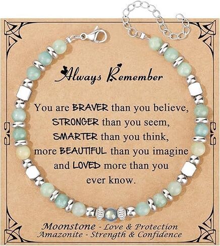 𝗚𝗶𝗳𝘁𝘀 𝗳𝗼𝗿 𝗪𝗼𝗺𝗲𝗻 𝗠𝗼𝗼𝗻𝘀𝘁𝗼𝗻𝗲 𝗕𝗿𝗮𝗰𝗲𝗹𝗲𝘁 Amazonite Colorful Imperial Jasper Stainless Steel Beads Bracelets, Graduation Mothers Day Christmas Birthday Gifts for Her Women in Saudi Arabia