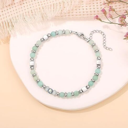 𝗚𝗶𝗳𝘁𝘀 𝗳𝗼𝗿 𝗪𝗼𝗺𝗲𝗻 𝗠𝗼𝗼𝗻𝘀𝘁𝗼𝗻𝗲 𝗕𝗿𝗮𝗰𝗲𝗹𝗲𝘁 Amazonite Colorful Imperial Jasper Stainless Steel Beads Bracelets, Graduation Mothers Day Christmas Birthday Gifts for Her Women in Saudi Arabia