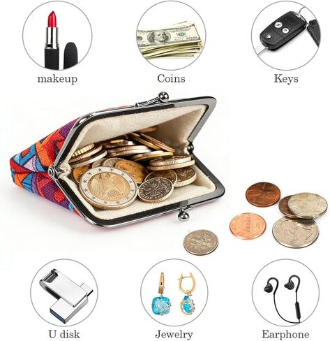 Cute Floral PU Leather Small Coin Purse Vintage Kiss-Lock Change Wallet Card Cases for Women Girl (Unicorn White) in Saudi Arabia