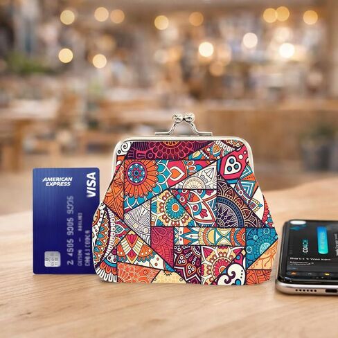 Cute Floral PU Leather Small Coin Purse Vintage Kiss-Lock Change Wallet Card Cases for Women Girl (Unicorn White) in Saudi Arabia