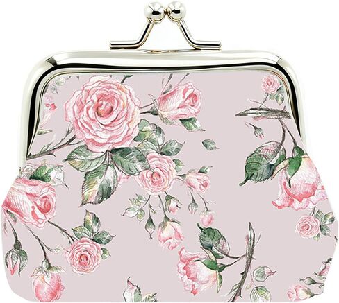 Cute Floral PU Leather Small Coin Purse Vintage Kiss-Lock Change Wallet Card Cases for Women Girl (Unicorn White) in Saudi Arabia