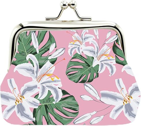 Cute Floral PU Leather Small Coin Purse Vintage Kiss-Lock Change Wallet Card Cases for Women Girl (Unicorn White) in Saudi Arabia
