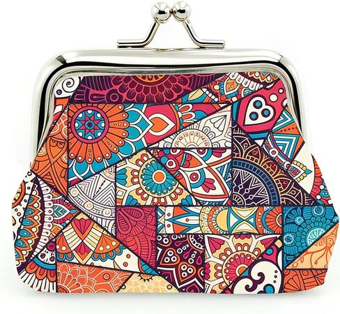 Cute Floral PU Leather Small Coin Purse Vintage Kiss-Lock Change Wallet Card Cases for Women Girl (Unicorn White) in Saudi Arabia