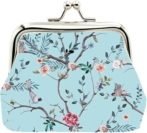 Cute Floral PU Leather Small Coin Purse Vintage Kiss-Lock Change Wallet Card Cases for Women Girl (Unicorn White) in Saudi Arabia