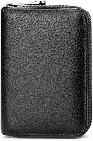 Leather Wallet for Women Men with ID Window Hidden Pockets Large Blocking Card Holder Wallets with Zipper for Daily use in Saudi Arabia