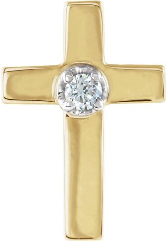 14K Yellow and White Two Tone Gold 11x8mm .02 CTW Diamond Cross Lapel Pin in Saudi Arabia